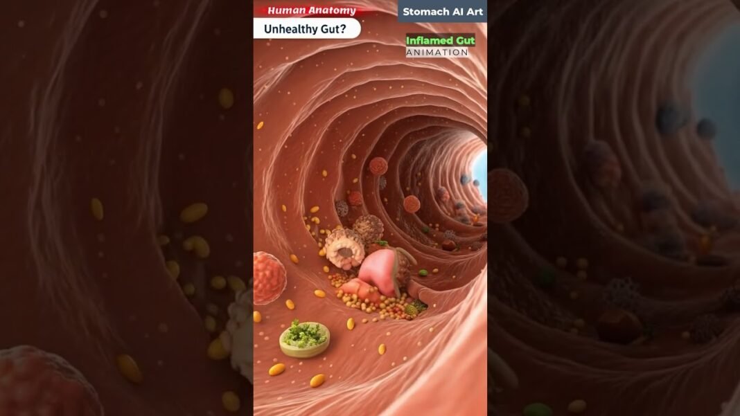 Inflamed Gut Animation | Gut Health | Stomach AI Art | 11