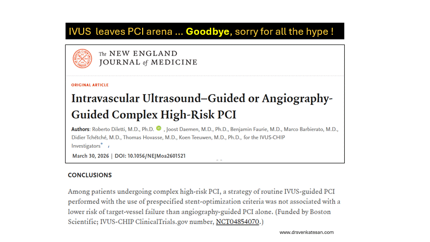 IVUS says good bye to complex PCI & left main :Â Cardiologists, are yet to blink !