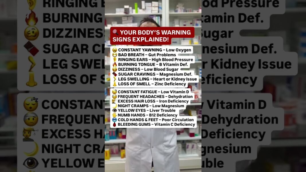 🔍 YOUR BODY’S WARNING SIGNS EXPLAINED! #health #nutrition #vitamins